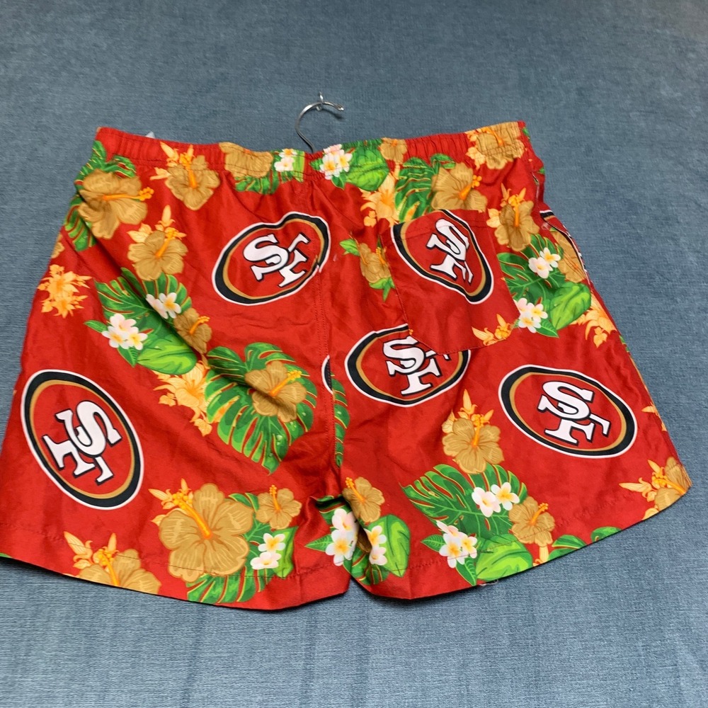 NFL Team Apparel San Francisco 49ers Swimming Trunks Shorts Mens 2XL Red Floral
